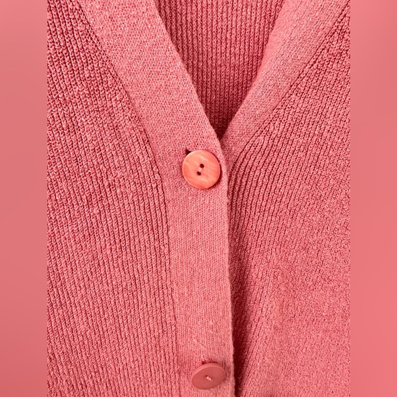 Eileen Fisher Cardigan Long Sleeve Coral Medium Organic Linen Blend - Picture 3 of 5